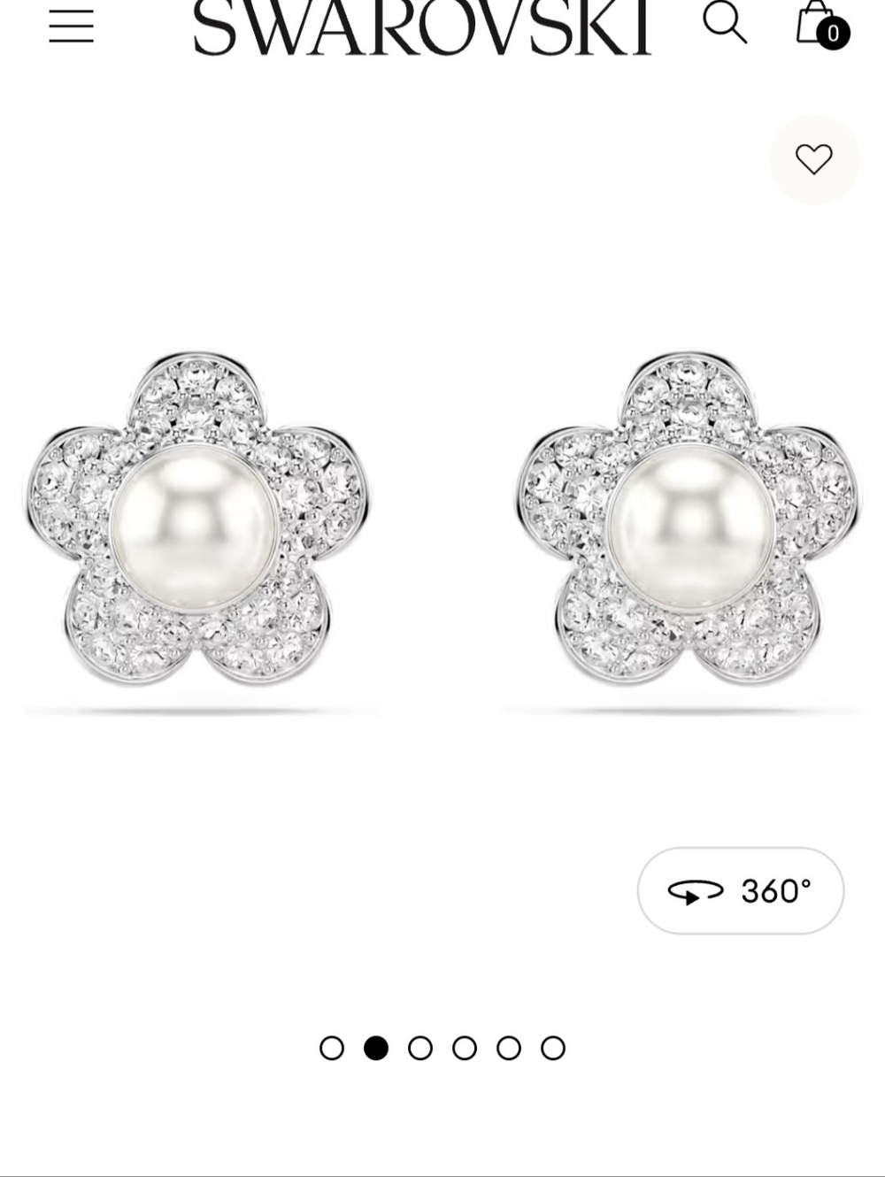 Swarovski Silver Flower Pearl & Crystal Stud Earrings